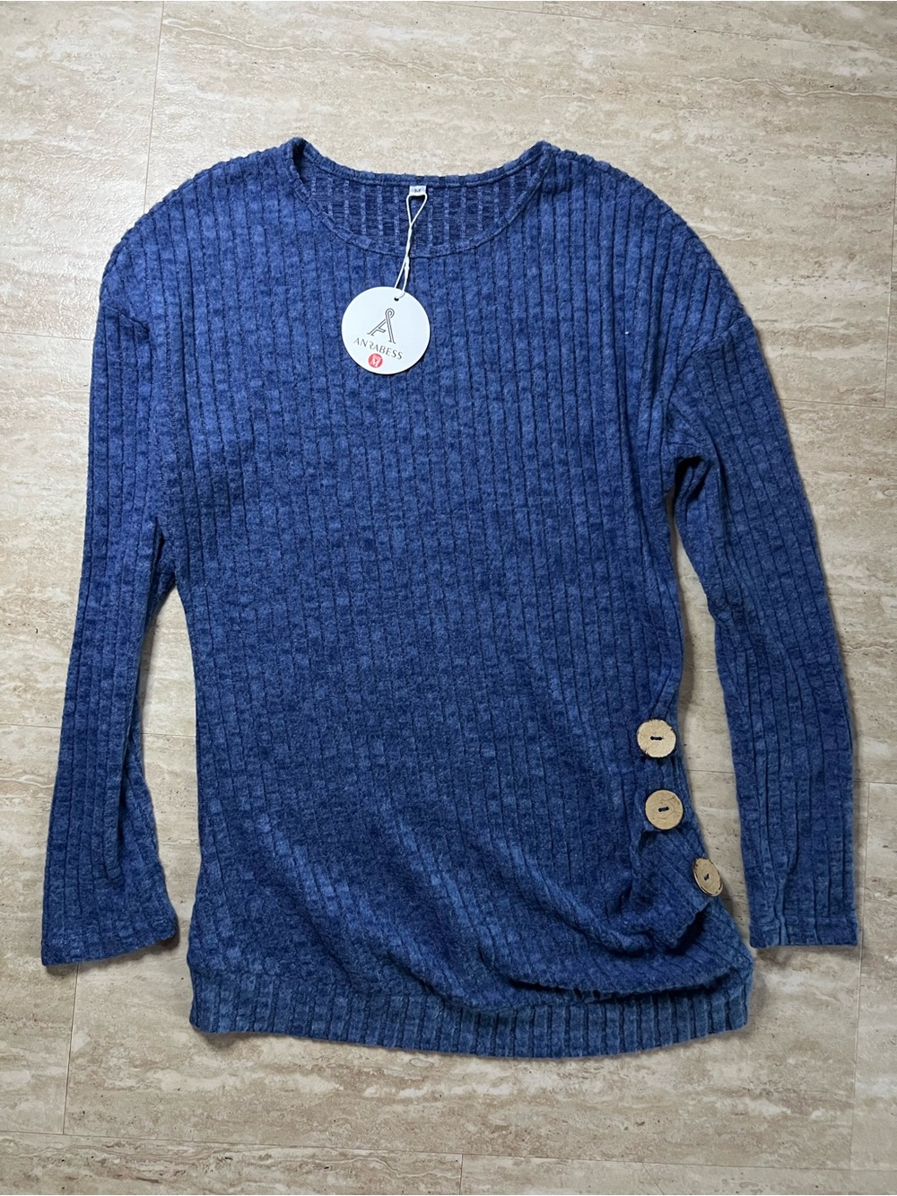 Navy Button-Accent Pullover *NWT* Light Weight Sweater Soft Med